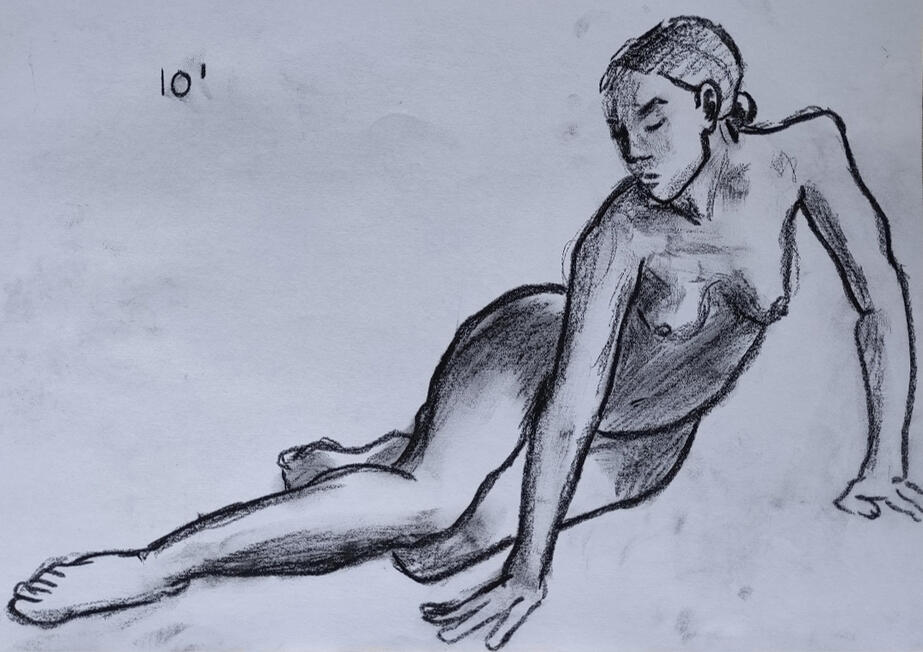 10 minutes Gesture Drawing | Conte