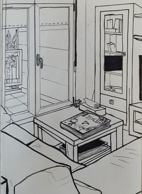 Life Drawing Sketch Interior | Ink on sketchbook