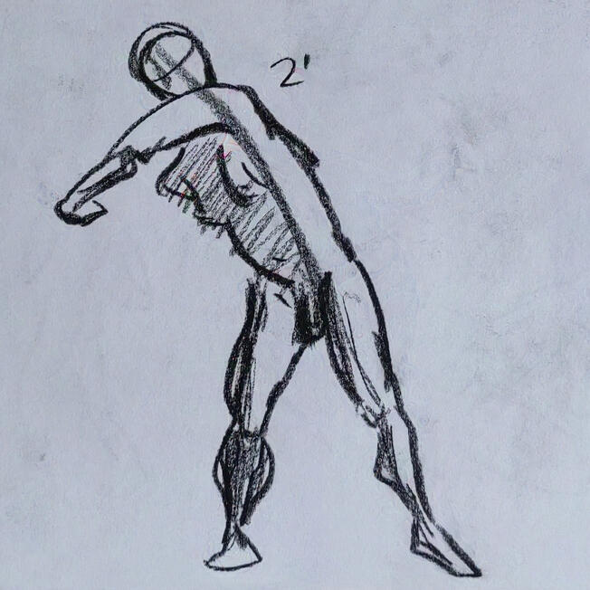 2 minutes Gesture Drawing | Conte