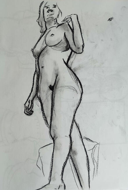 10 minutes Life Drawing | Conte