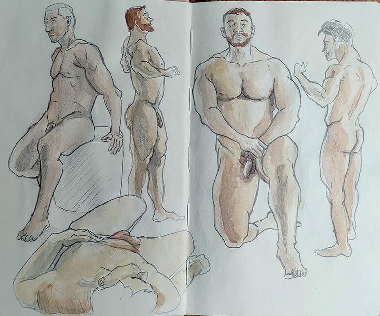 Figure Studies | Graphite and watercolors on sketchbook